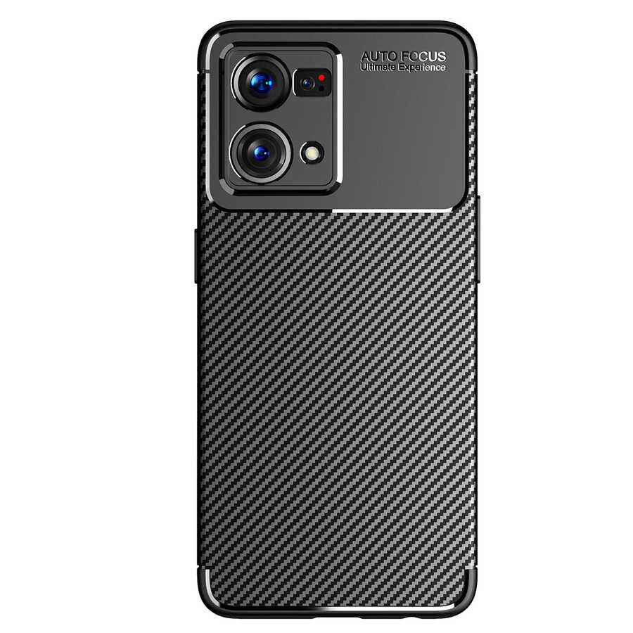Oppo Reno 7 4G Kılıf Kamera Çıkıntılı Karbon Fiber Dokulu Renk Atmaz Kapak (NEGRO) Siyah