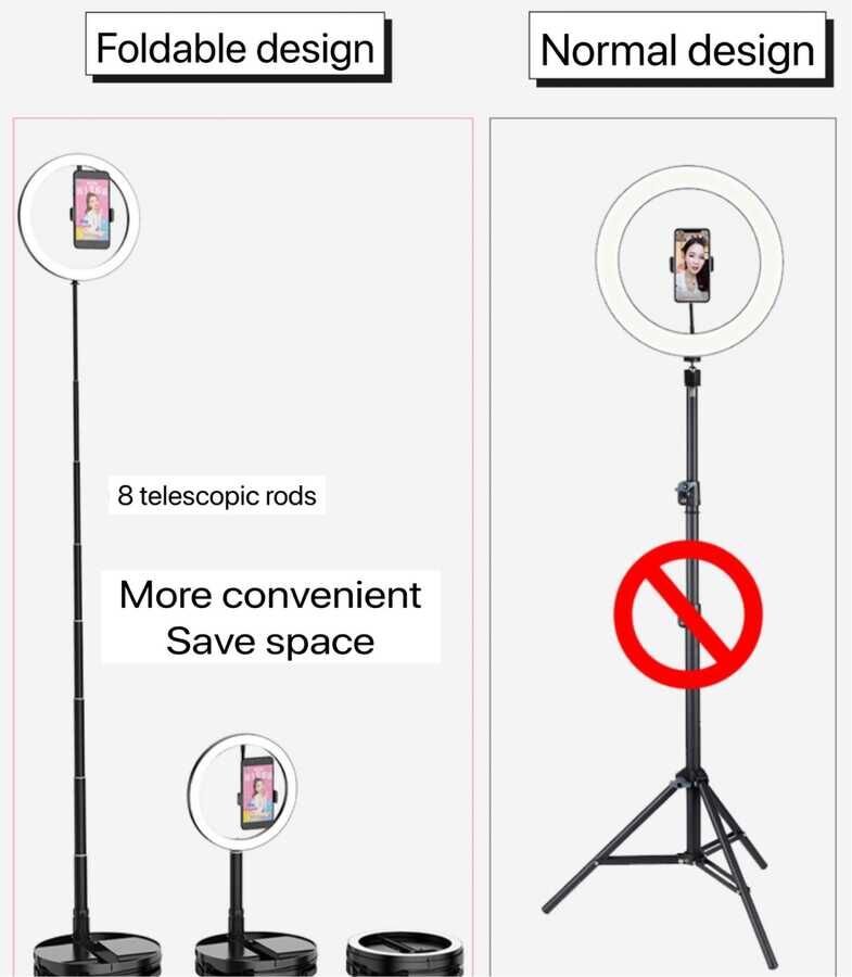 HEPTEKİLETİŞİM 26 Cm Foldable Işıklı Telefon Tutucu Ring Light