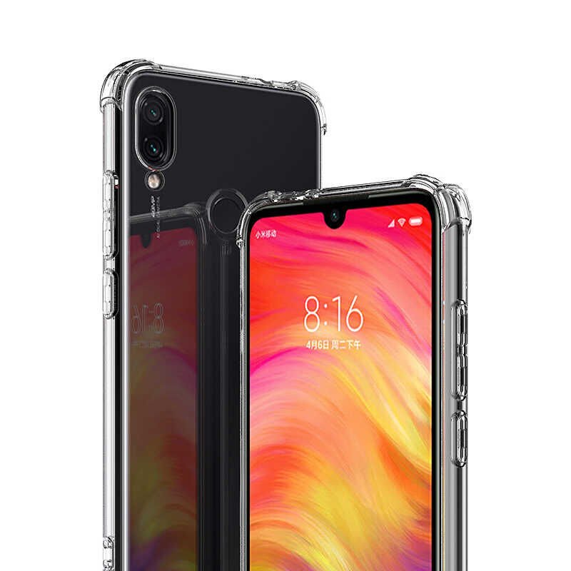 Xiaomi Redmi Note 7 Şeffaf Kılıf Köşelerde Darbelere Karşı Ultra Kalınlık (ANTİSHOCK) Renksiz