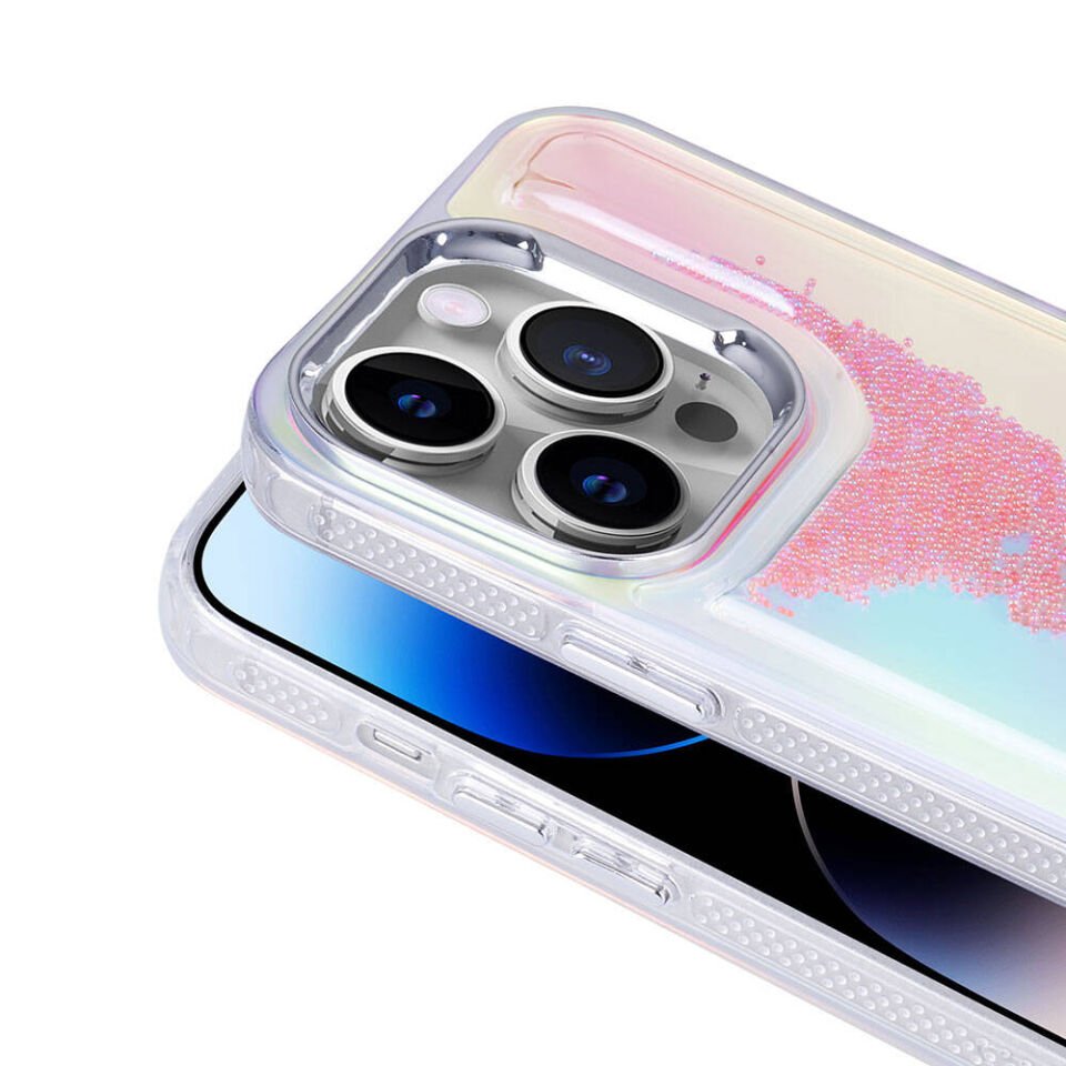 Apple iPhone 14 Pro Kılıf Airbagli Renkli Arka Yüzey Boncuk Tasarımlı HEPTEKİLETİŞİM Kumul Kapak