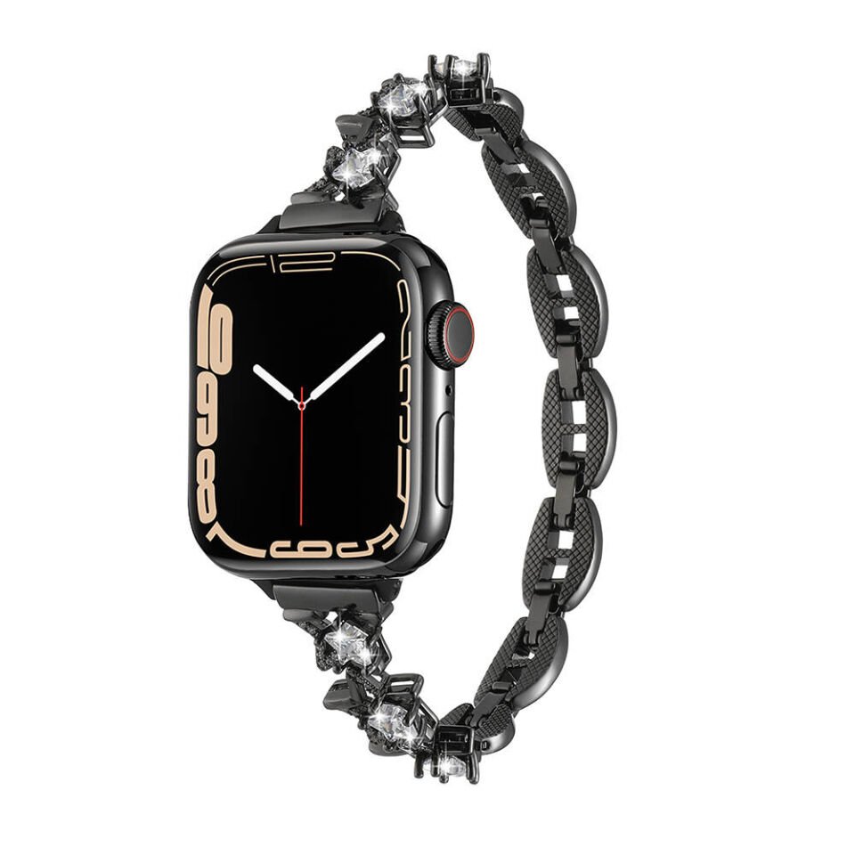 Apple Watch 2/3/4/5/6/7/8/9/se/nike 38mm 40mm 41mm Metal Kordon Tasarım (KRD-104) Siyah
