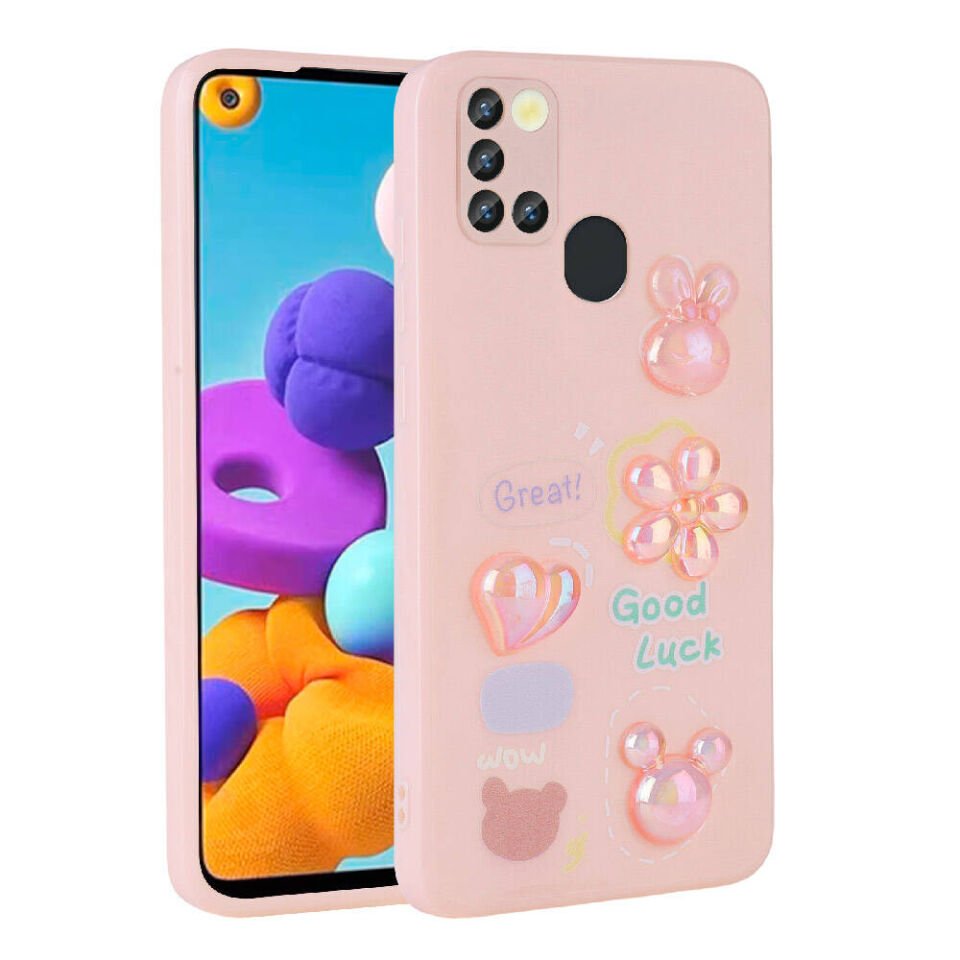 Samsung Galaxy A21S Kılıf Kabartma Figürlü Parlak HEPTEKİLETİŞİM Toys Silikon Kapak