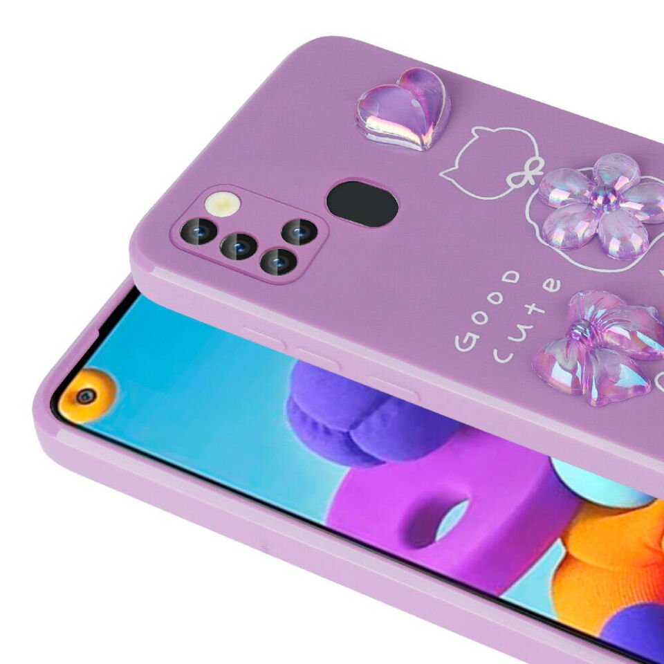 Samsung Galaxy A21S Kılıf Kabartma Figürlü Parlak HEPTEKİLETİŞİM Toys Silikon Kapak