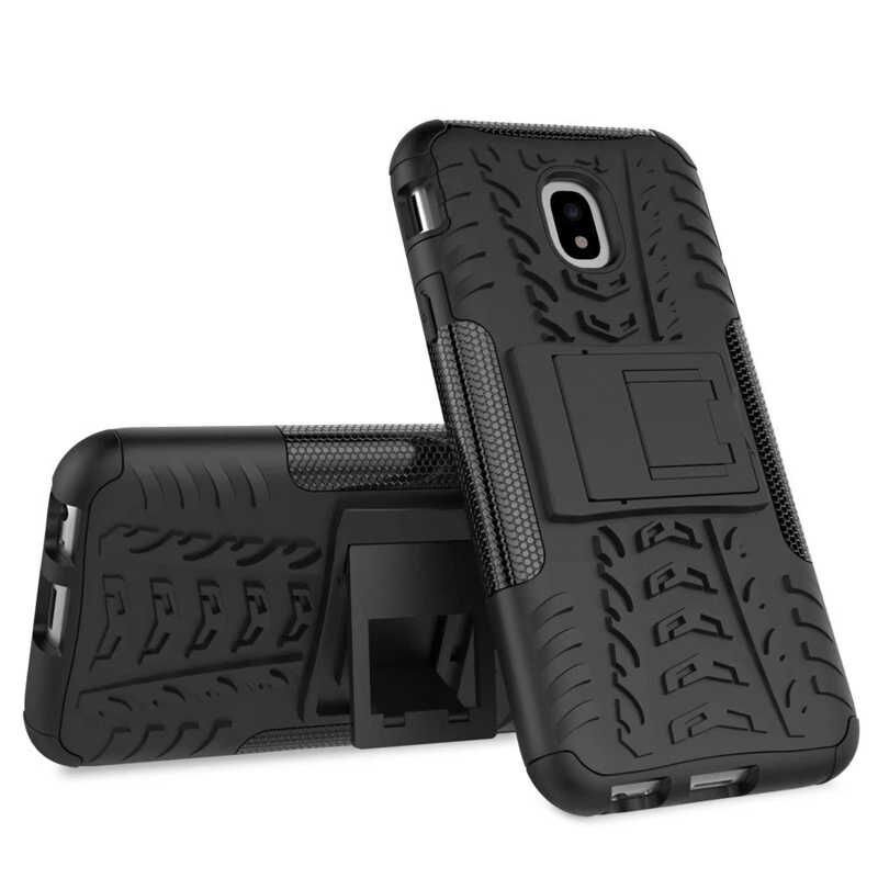 Samsung Galaxy J330 Pro Kılıf Standlı Korunaklı Silikon Kapak (hibrit) Siyah