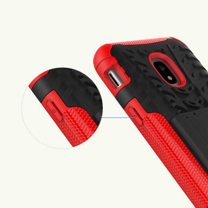 Samsung Galaxy J330 Pro Kılıf Standlı Korunaklı Silikon Kapak (hibrit) Siyah