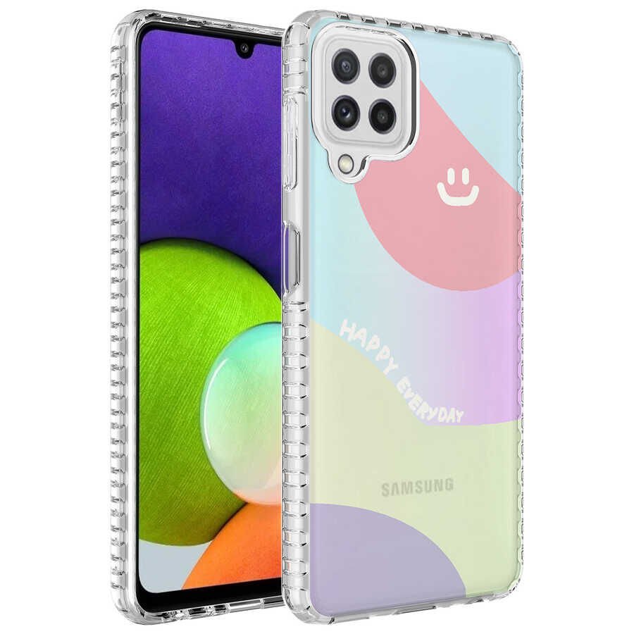 Samsung Galaxy A22 4G Kılıf Airbag Kenarlı Renkli Desenli Silikon HEPTEKİLETİŞİM Elegans Kapak