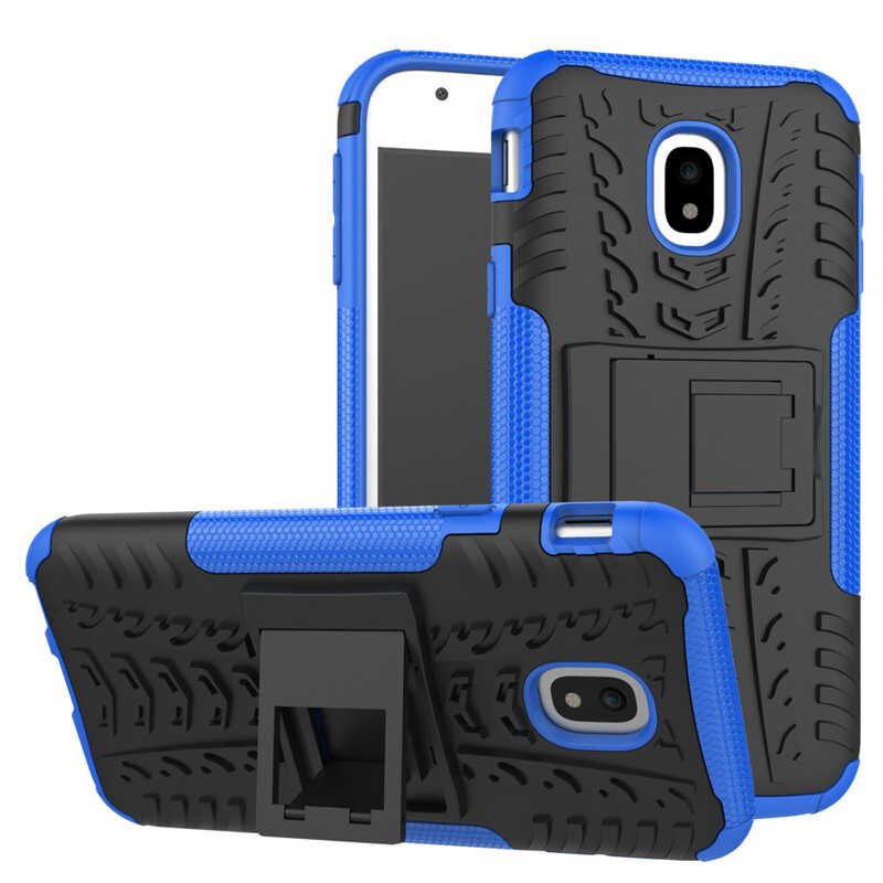 Samsung Galaxy J330 Pro Kılıf Standlı Korunaklı Silikon Kapak (hibrit) Kırmızı