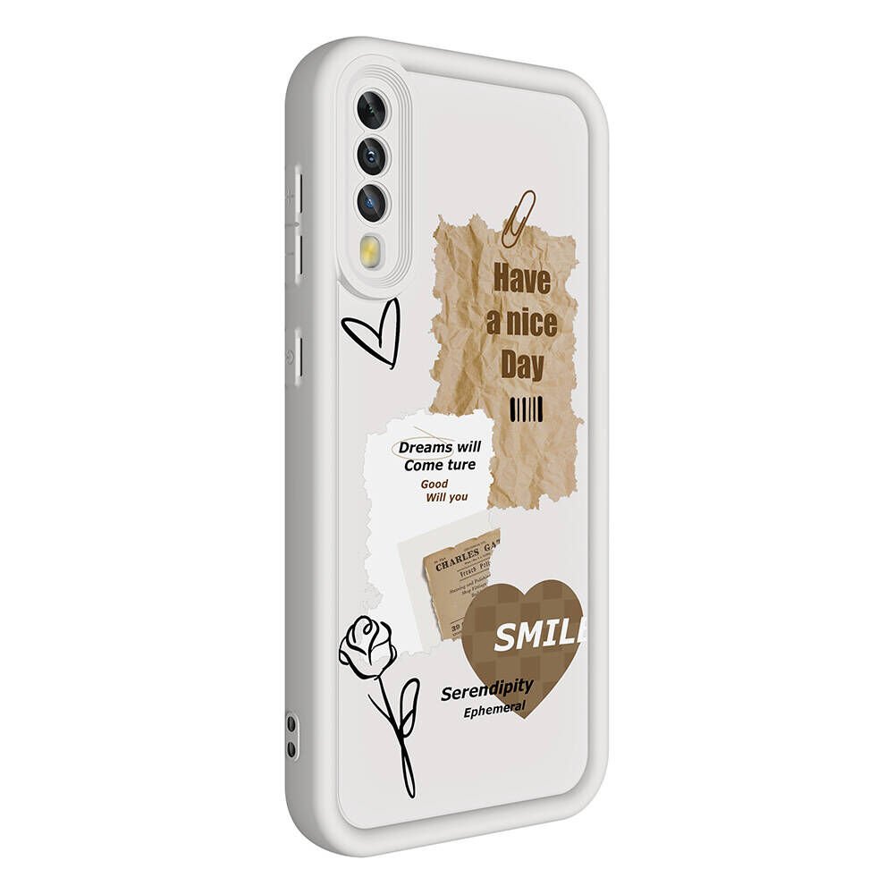 Samsung Galaxy A50 Kılıf Kamera Korumalı Baskılı Arka Yüzey Kapak (Klas) Beyaz