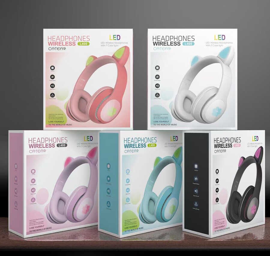 Hafif ve Portatif Kolayca Katlanıp Taşınabilir Dizayn (L400 Bluetooth Kulaklık) Kırmızı