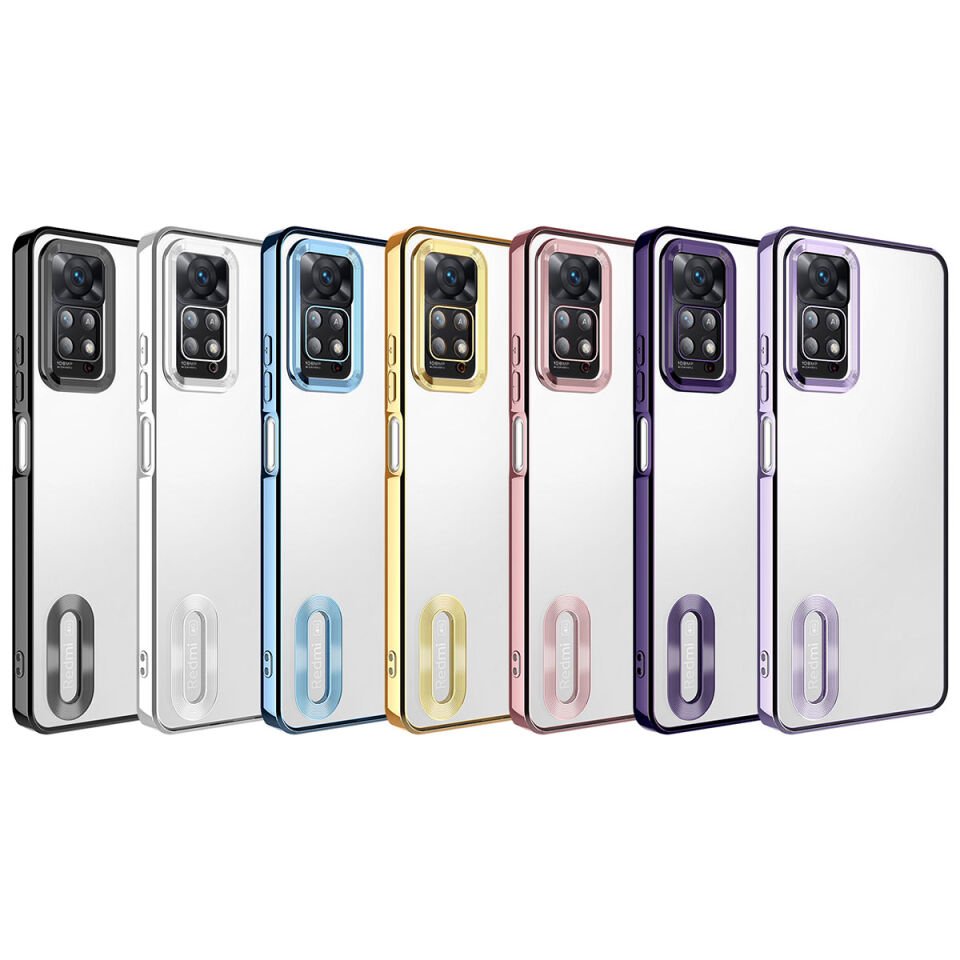 Xiaomi Redmi Note 12 Pro 4G Kılıf Kamera Lens Korumalı Logo Gösteren Parlak Kenarlı Kapak (OMEGA) Lila