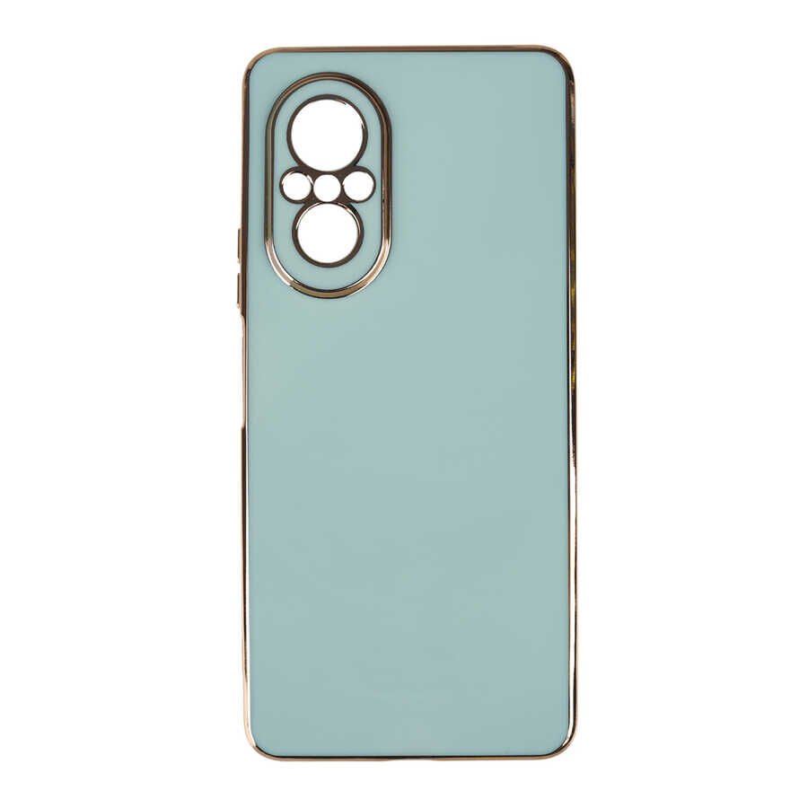 Huawei Nova 9 SE Kılıf Parlak Kenarlı Altın Işlemeli Kamera Korumalı Kapak (BARK) Rose Gold