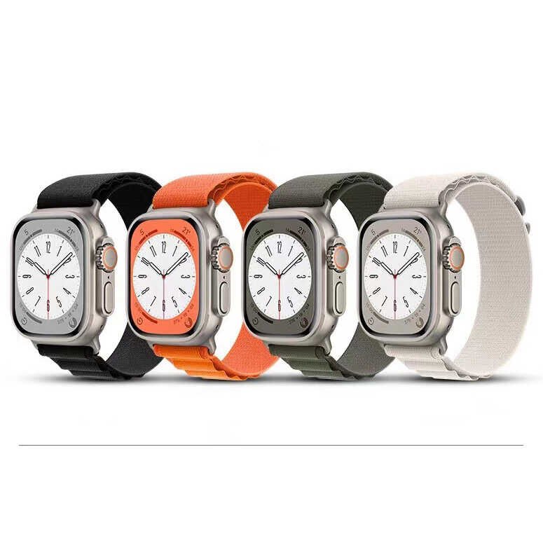 Apple Watch 2/3/4/5/6/7/8/se/nike 38mm 40mm 41mm Hasır Kordon Naylon Örgülü (KRD-74) Yeşil