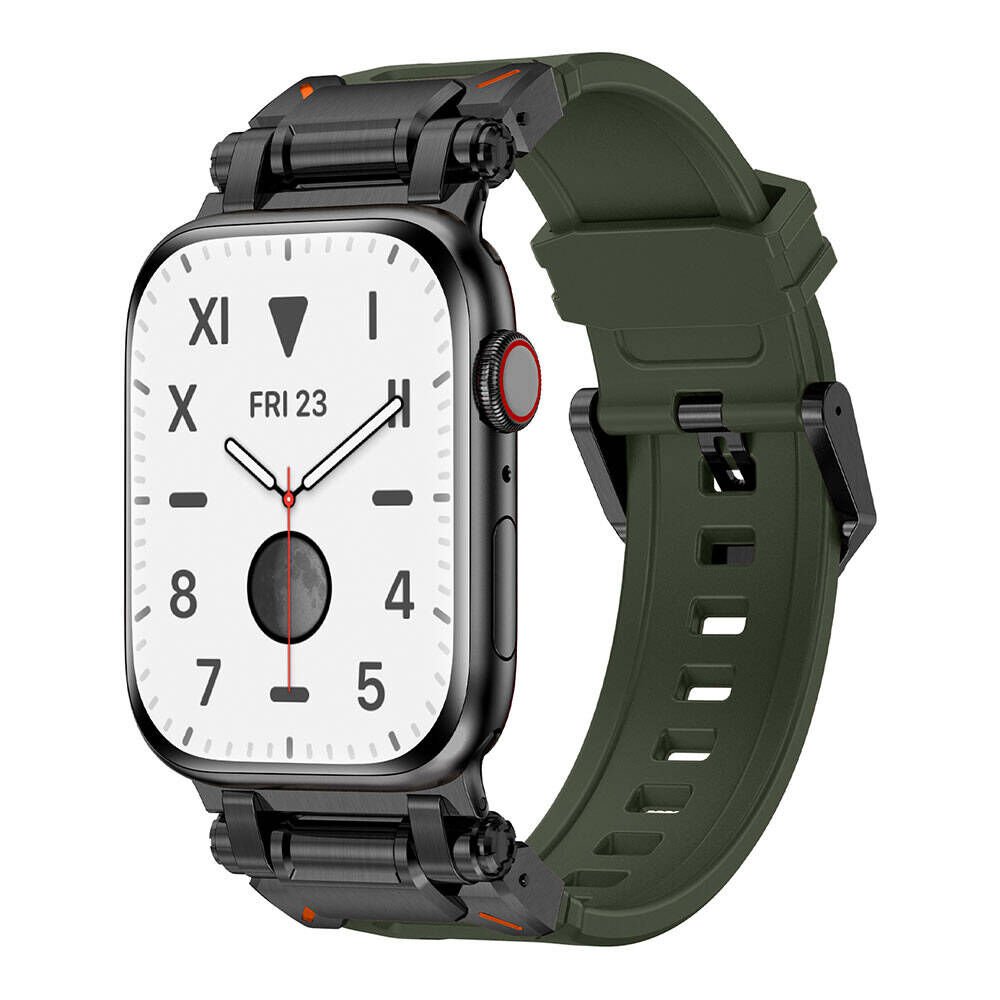 Apple Watch 42mm HEPTEKİLETİŞİM KRD-101 Titanyum Metal Başlıklı Silikon Kordon