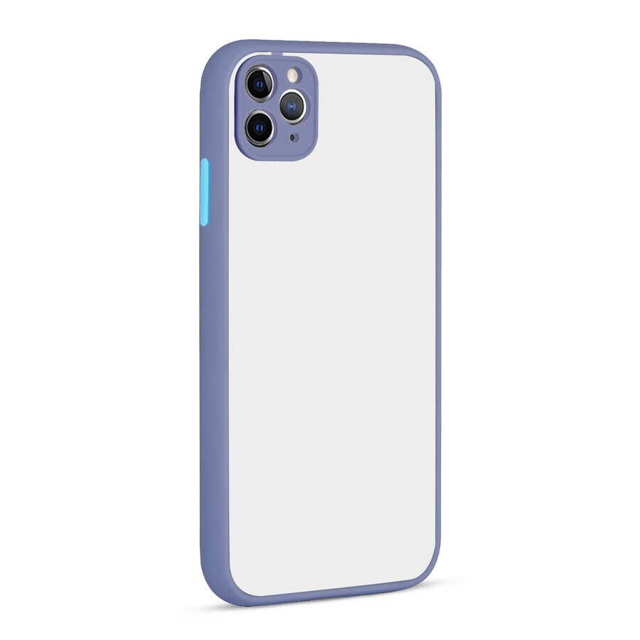 Apple  iPhone 12 Pro Max Kılıf Mat Kamera Korumalı Renkli Tuşlu Sert Silikon Kapak (HUX) Siyah