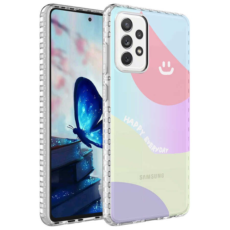 Samsung Galaxy A53 5G Kılıf Airbag Kenarlı Renkli Desenli Silikon HEPTEKİLETİŞİM Elegans Kapak