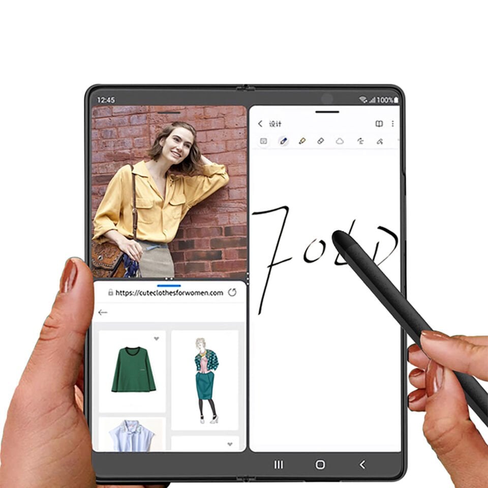 Samsung Galaxy Z Fold 5 Dokunmatik Kalem Alüminyum Alaşım ve Silikon Malzeme Birleşimi (C-Pen) Siyah