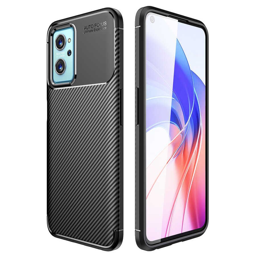 Oppo A76 Kılıf Kamera Çıkıntılı Karbon Fiber Dokulu Renk Atmaz Kapak (NEGRO) Siyah