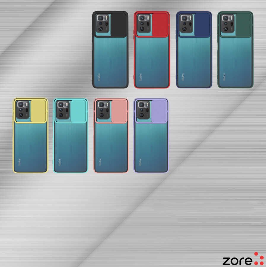 Xiaomi Poco X3 GT Kılıf Slayt Sürgülü Kamera Korumalı Renkli Silikon Kapak Turkuaz