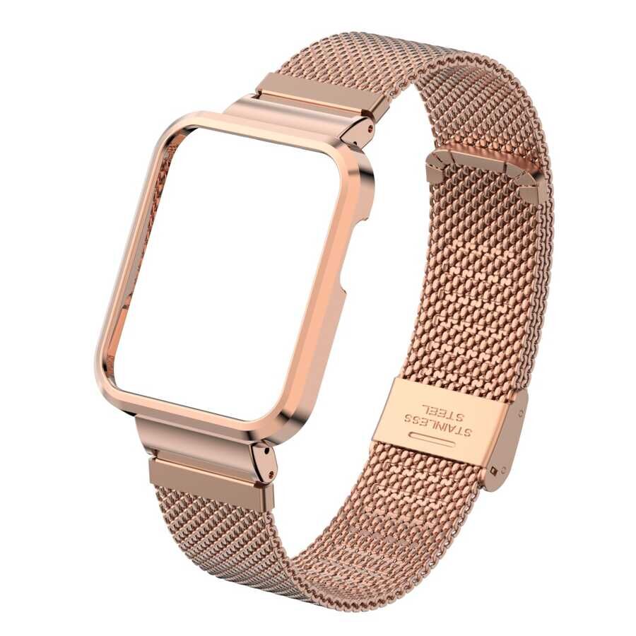Xiaomi Redmi Watch (Mi Watch Lite) Metal Kordon Örgülü Tasarım (KRD-59) Rose Gold