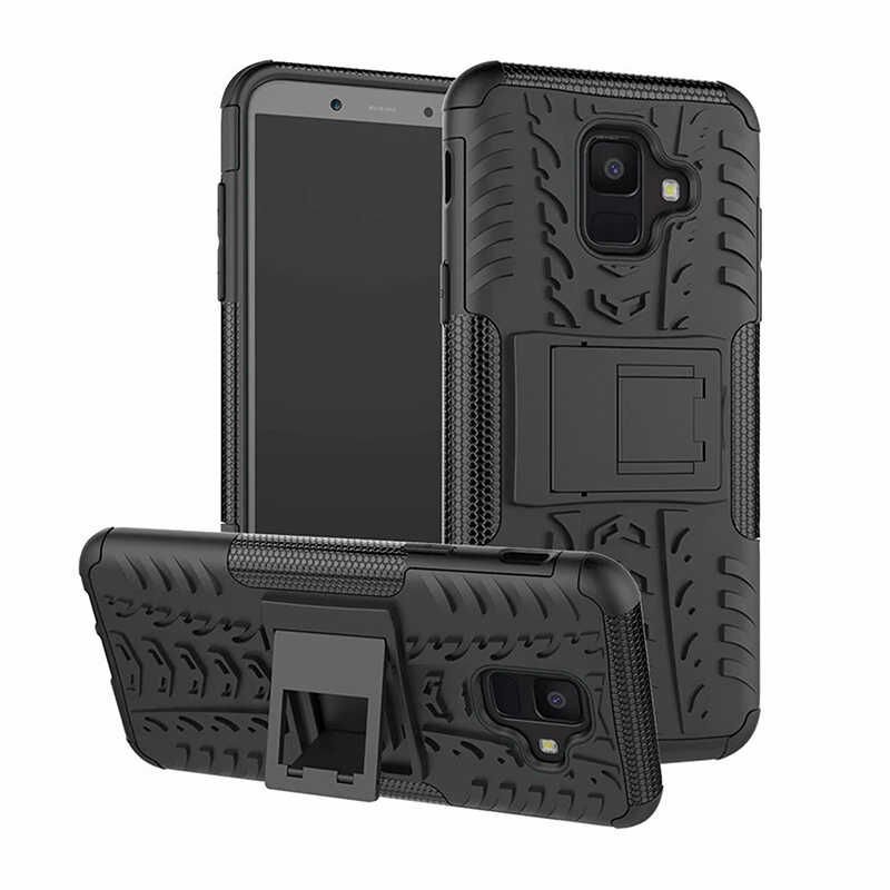Samsung Galaxy A6 2018 Kılıf Standlı Korunaklı Silikon Kapak (hibrit) Siyah