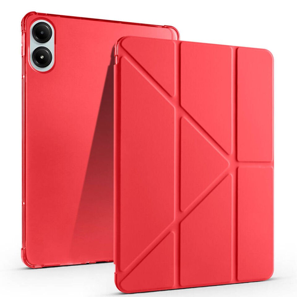 Xiaomi Redmi Pad Pro Kılıf Kalem Bölmeli Standlı 360 Derece Tam Korumalı Tasarım (TR) Kırmızı