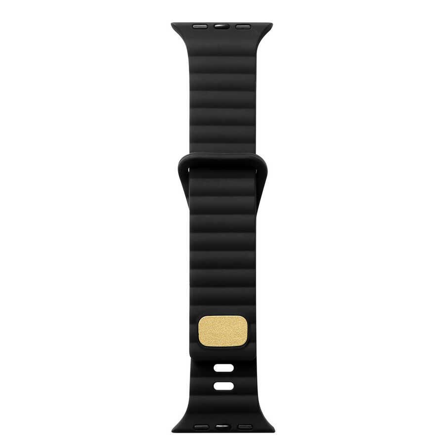Apple Watch 2/3/4/5/6/7/8/se/nike 38mm 40mm 41mm Silikon Kordon Tasarım (KRD-73) Siyah
