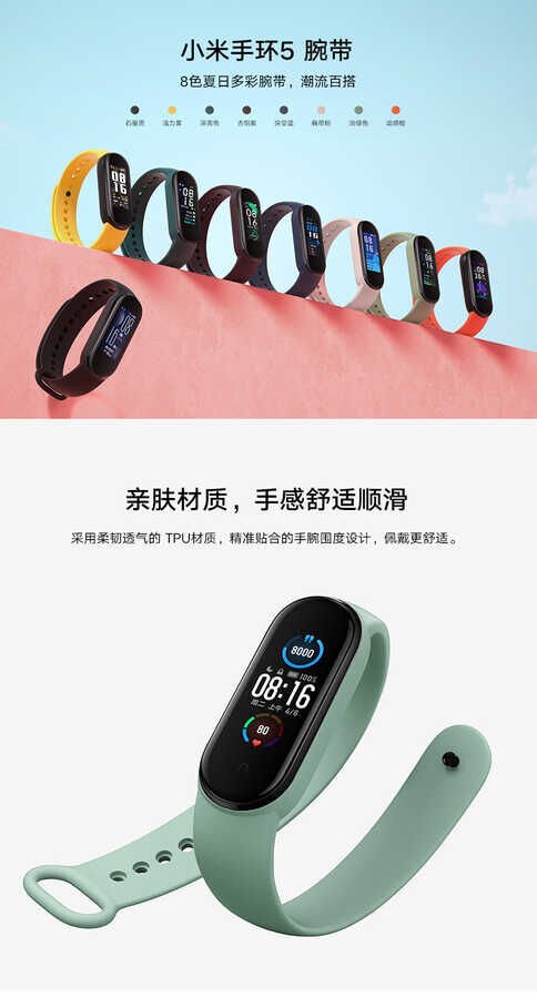Xiaomi Mi Band 5 Silikon Kordon Soft ve Pürüzsüz Yüzeyli Kordon (Klasik) NO1