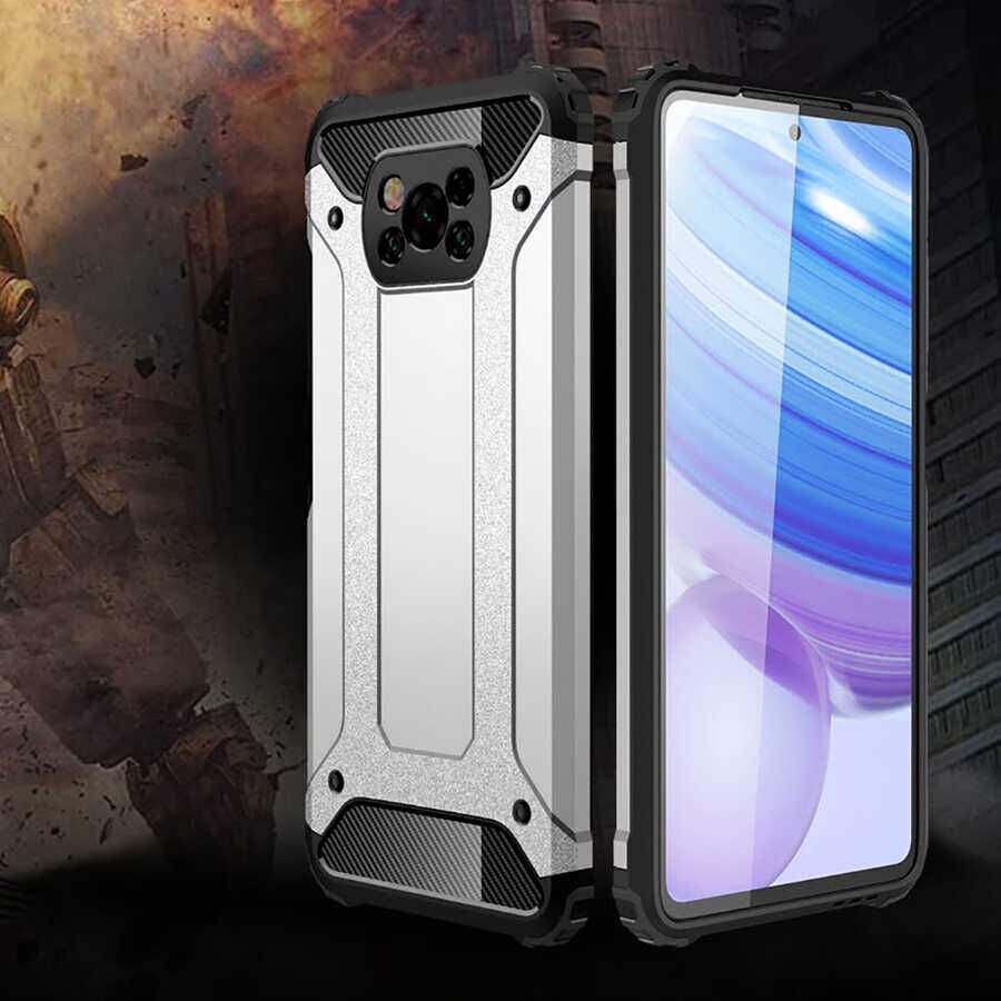 Xiaomi Poco X3 Kılıf Armor Köşe Korumalı Çift Katman Tank Zırh Kapak (CRASH) Kırmızı