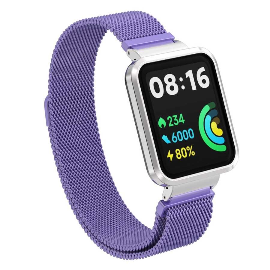 Xiaomi Redmi Watch 2 Lite Mıknatıslı Metal Kordon Örgülü Tasarım (KRD-58) Lila