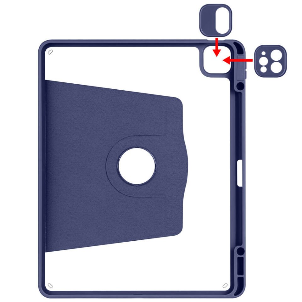Apple iPad Air 13 2024 Kılıf HEPTEKİLETİŞİM Termik Kalem Bölmeli Dönebilen Standlı Kılıf
