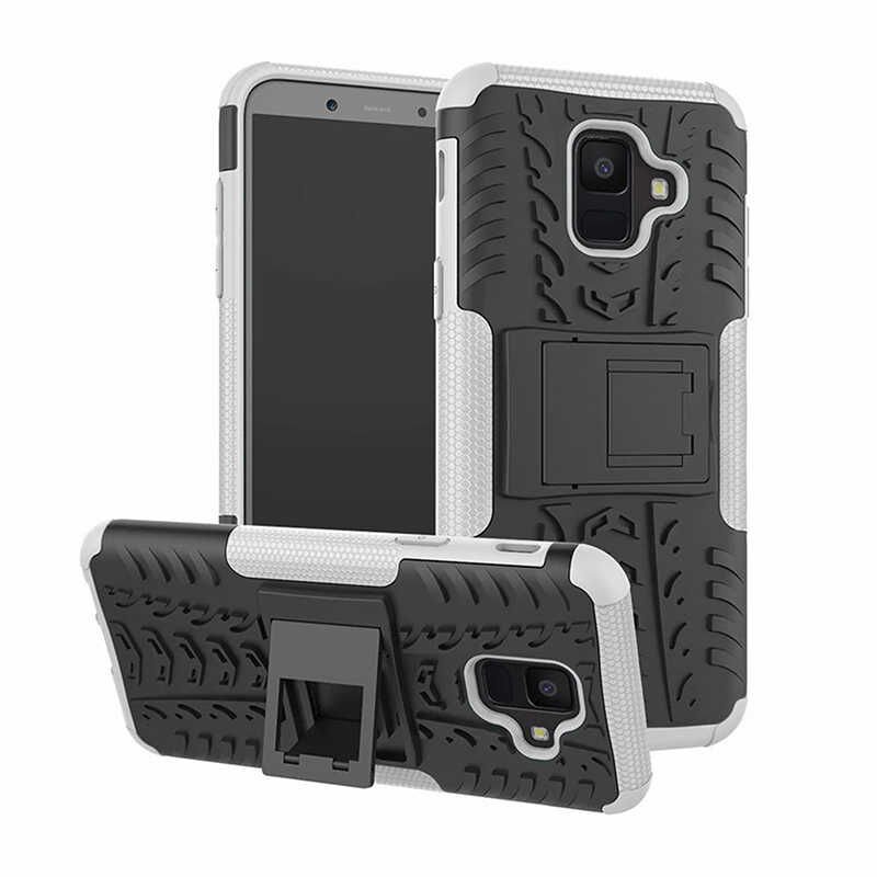 Samsung Galaxy A6 2018 Kılıf Standlı Korunaklı Silikon Kapak (hibrit) Beyaz