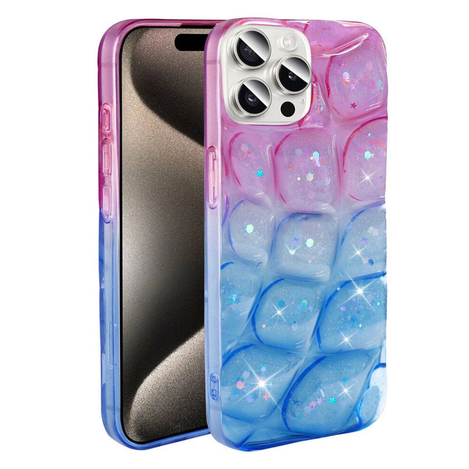 Apple iPhone 15 Pro Max Kılıf Simli 3D Desenli HEPTEKİLETİŞİM Hacar Kapak