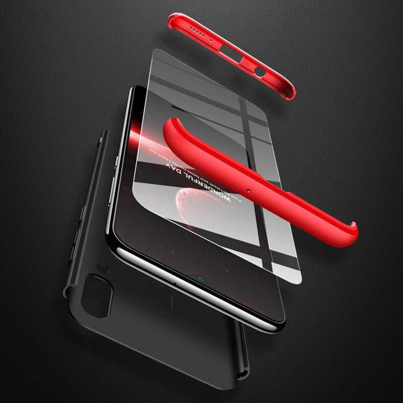 Samsung Galaxy A10S Kılıf 360 Tam Koruma Ön Ve Arka Sert Mika Kapak Orjinal Ays Gkk Kapak Siyah-Kırmızı