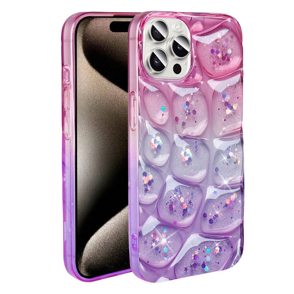 Apple iPhone 15 Pro Kılıf Simli 3D Desenli HEPTEKİLETİŞİM Hacar Kapak