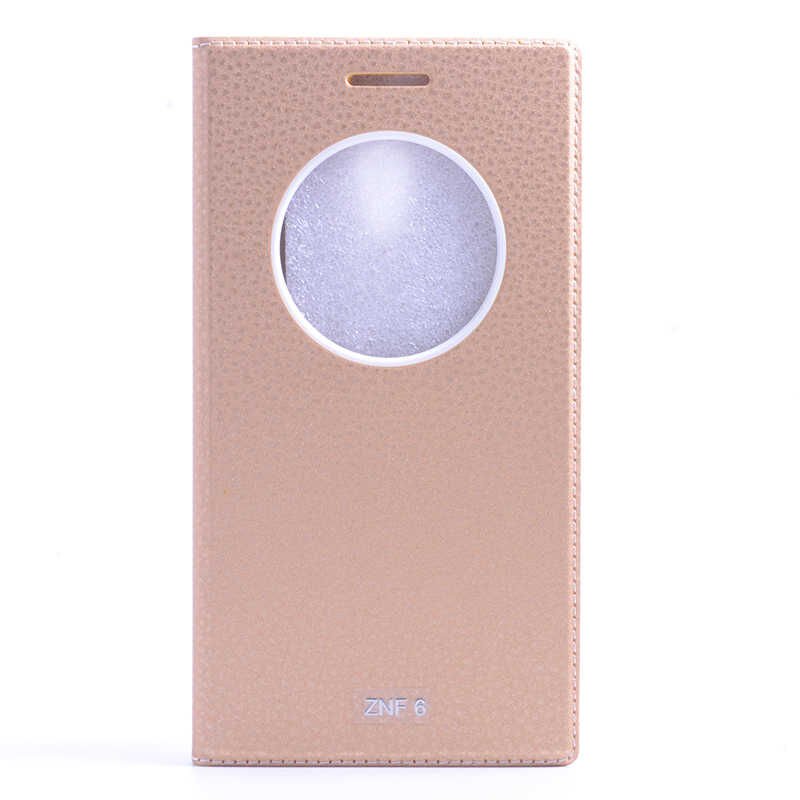 Asus Zenfone 6 Kapaklı Kılıf Mıknatıslı 360 Tam Korumalı (DOLCE) Gold