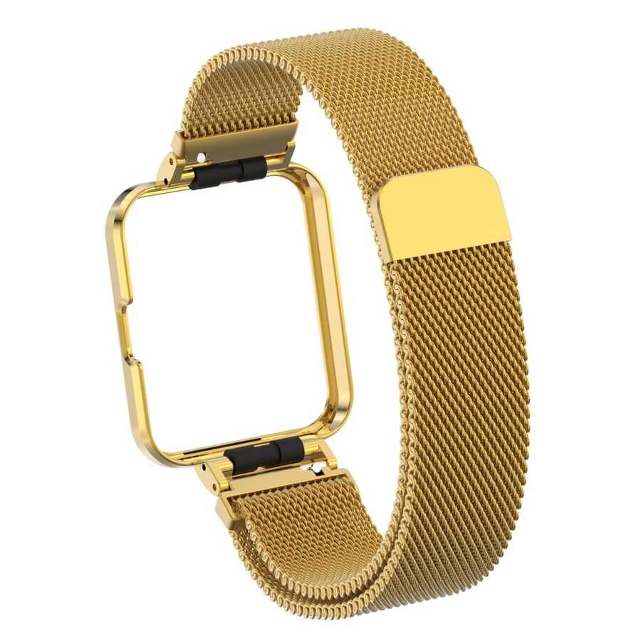 Xiaomi Redmi Watch 2 Lite Mıknatıslı Metal Kordon Örgülü Tasarım (KRD-58) Rose Gold