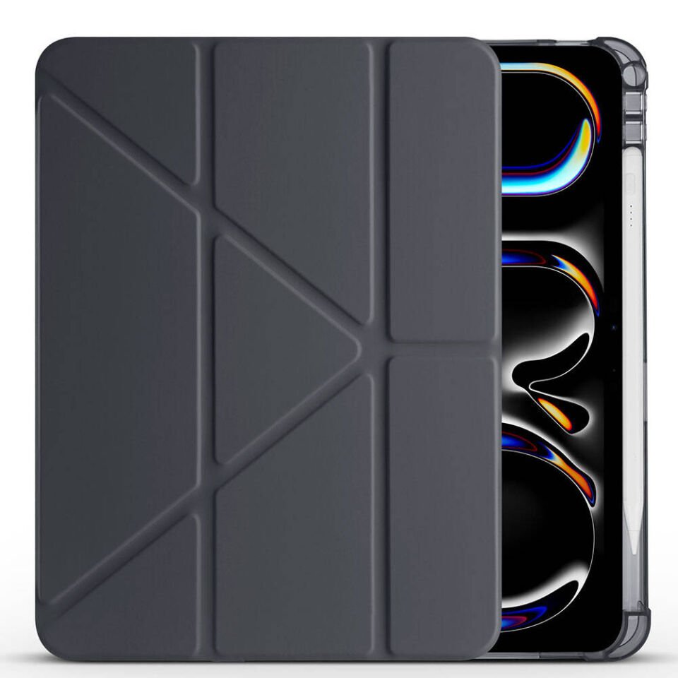 Apple iPad Pro 11 2024 Kılıf HEPTEKİLETİŞİM Tri Folding Kalem Bölmeli Standlı Kılıf
