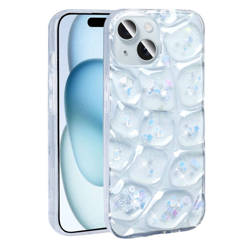 Apple iPhone 15 Kılıf Simli 3D Desenli HEPTEKİLETİŞİM Hacar Kapak