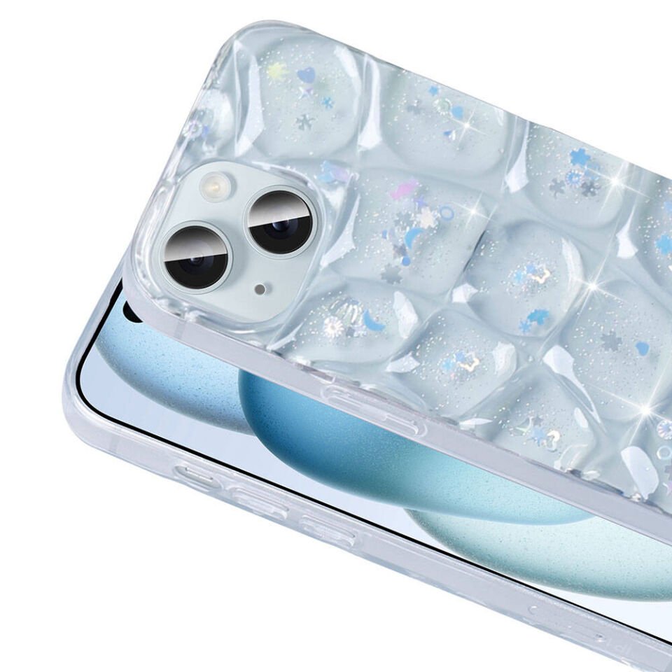 Apple iPhone 15 Kılıf Simli 3D Desenli HEPTEKİLETİŞİM Hacar Kapak