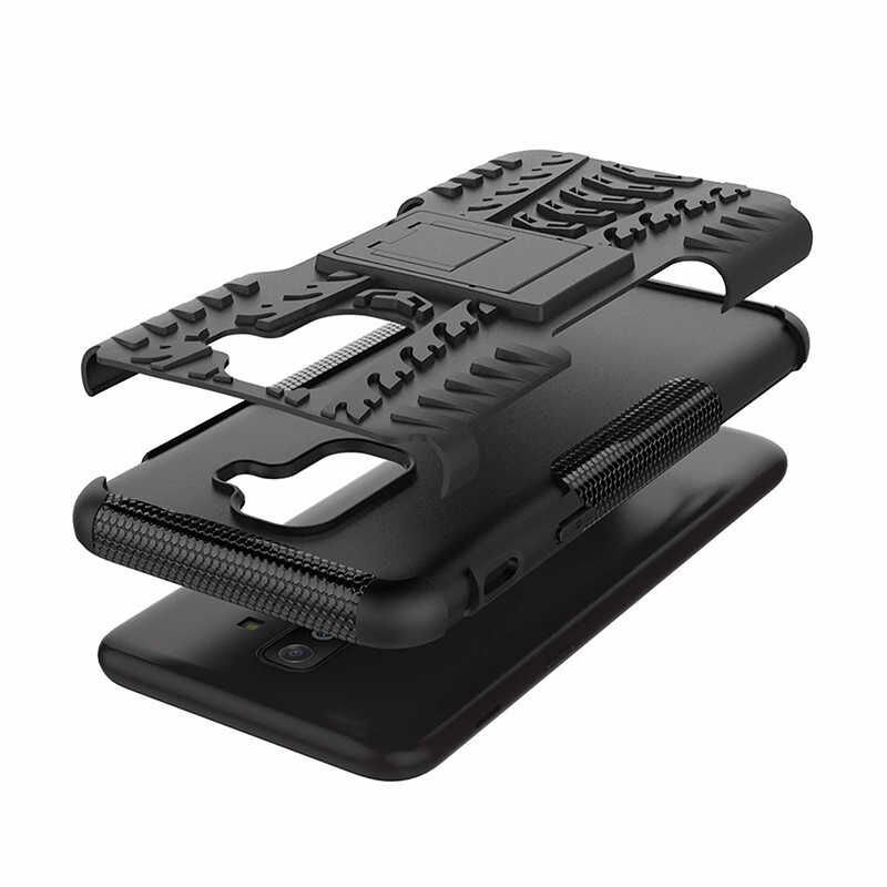 Samsung Galaxy A6 Plus 2018 Kılıf Standlı Korunaklı Silikon Kapak (hibrit) Turuncu