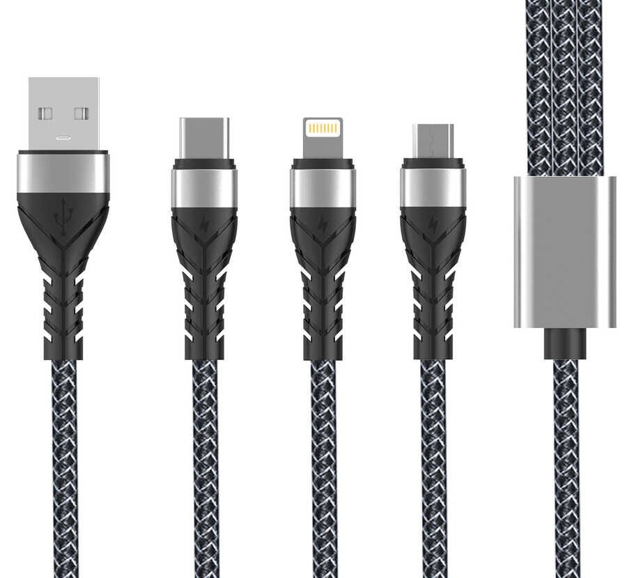 Bax 3 in 1 Usb Kablo 1.2M Siyah