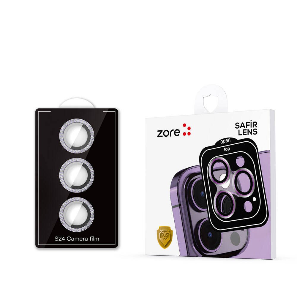 Samsung Galaxy S24 Kamera Lens Koruyucu Cam Filmi (Diamond) Mor