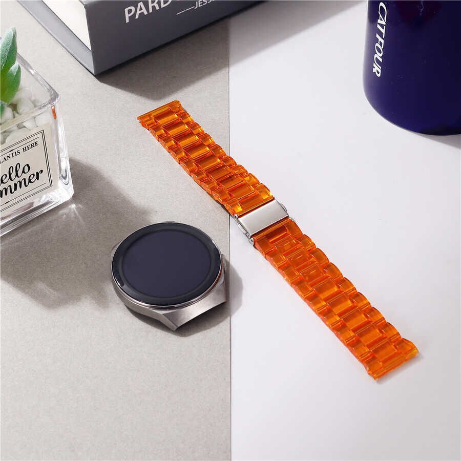 Samsung Galaxy Watch Active 2 40mm (20mm) Silikon Kordon Esnek Tasarım (KRD-27) Turuncu