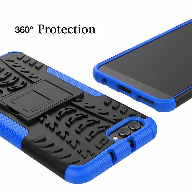 Huawei Honor 10 Kılıf Standlı Korunaklı Silikon Kapak (hibrit) Kırmızı