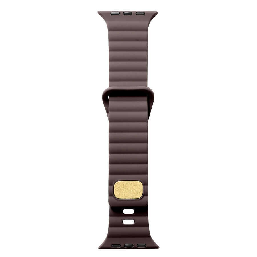 Apple Watch 2/3/4/5/6/7/8/se/nike 38mm 40mm 41mm Silikon Kordon Tasarım (KRD-73) Kahverengi
