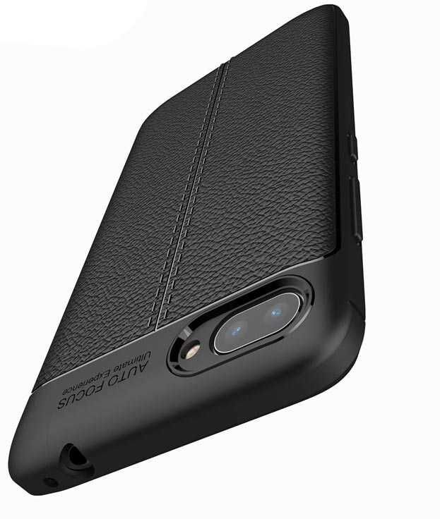 Asus Zenfone 4 Max ZC554KL Kılıf Deri Görünümlü Renk Atmayan Dayanaklı Silikon Kapak (NİSS) Siyah