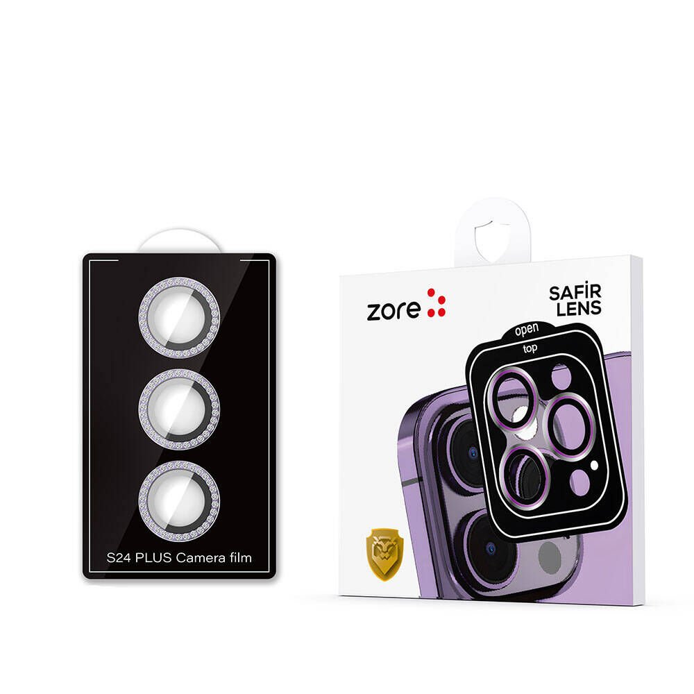Samsung Galaxy S24 Plus Kamera Lens Koruyucu Cam Filmi (Diamond) Mor