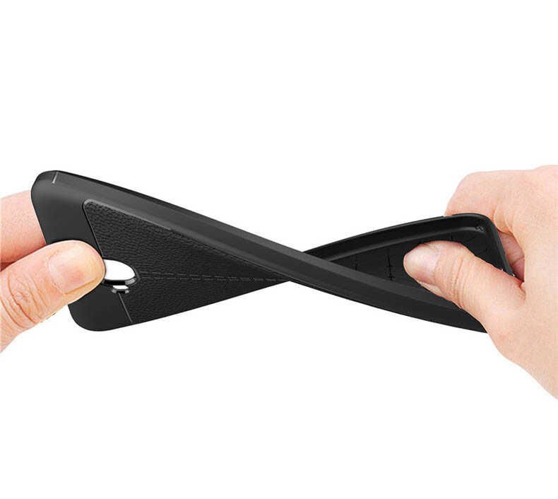 Asus Zenfone 4 Selfie ZD553KL  Kılıf Deri Görünümlü Renk Atmayan Dayanaklı Silikon Kapak (NİSS) Siyah