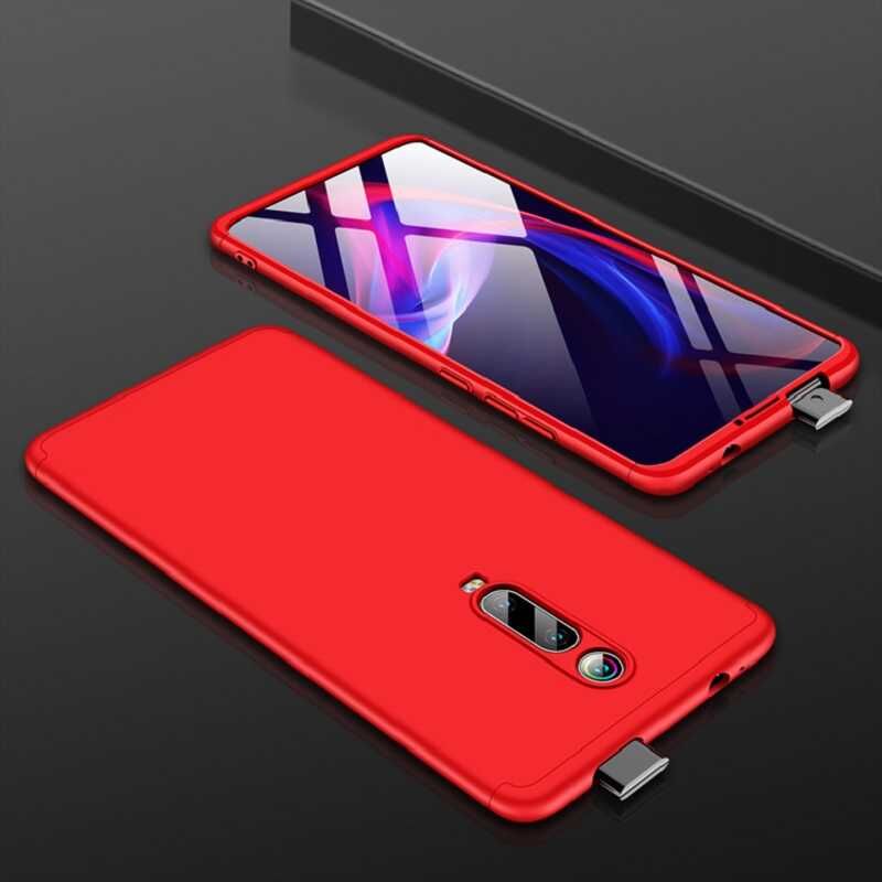 Xiaomi Mi 9T Kılıf 360 Tam Koruma Ön Ve Arka Sert Mika Kapak Orjinal Ays Gkk Kapak Siyah-Mavi