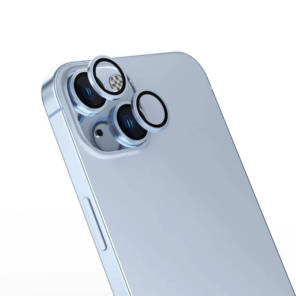 Apple iPhone 16 Plus Kamera Lens Koruyucu Kolay Takma Aparatlı Ultra Korumalı (CL-15) Mavi